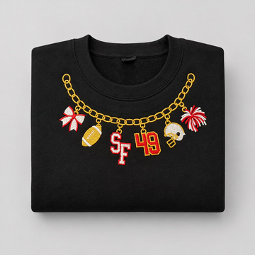 Football Charm Necklace Sweatshirt